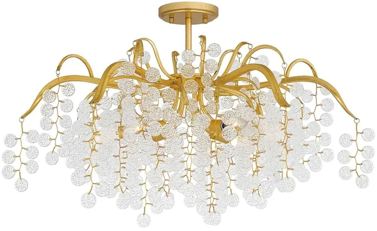 Maple 6-Light Gold Leaf Semi-Flush Mount