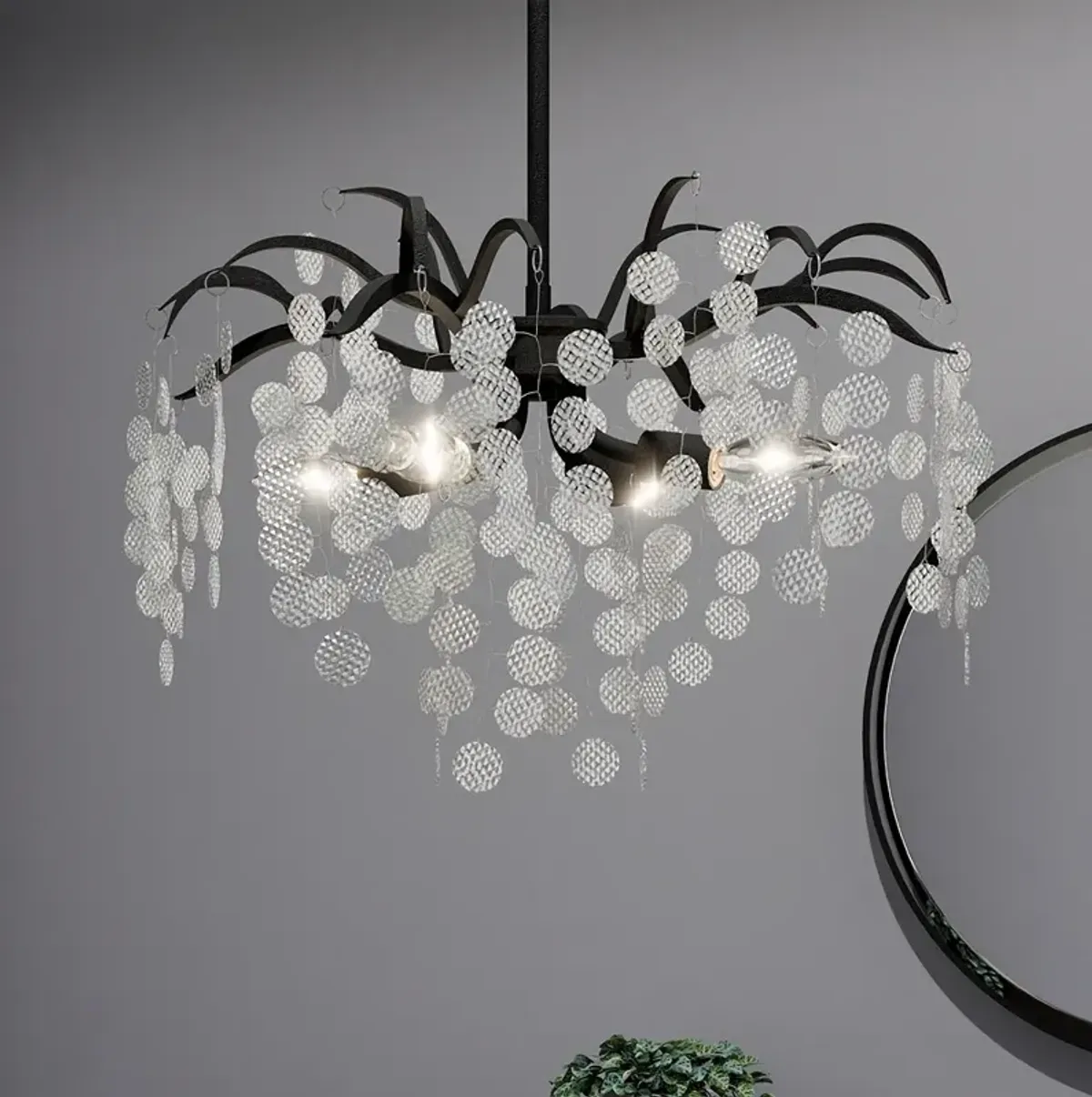 Maple 4-Light Earth Black Pendant Light