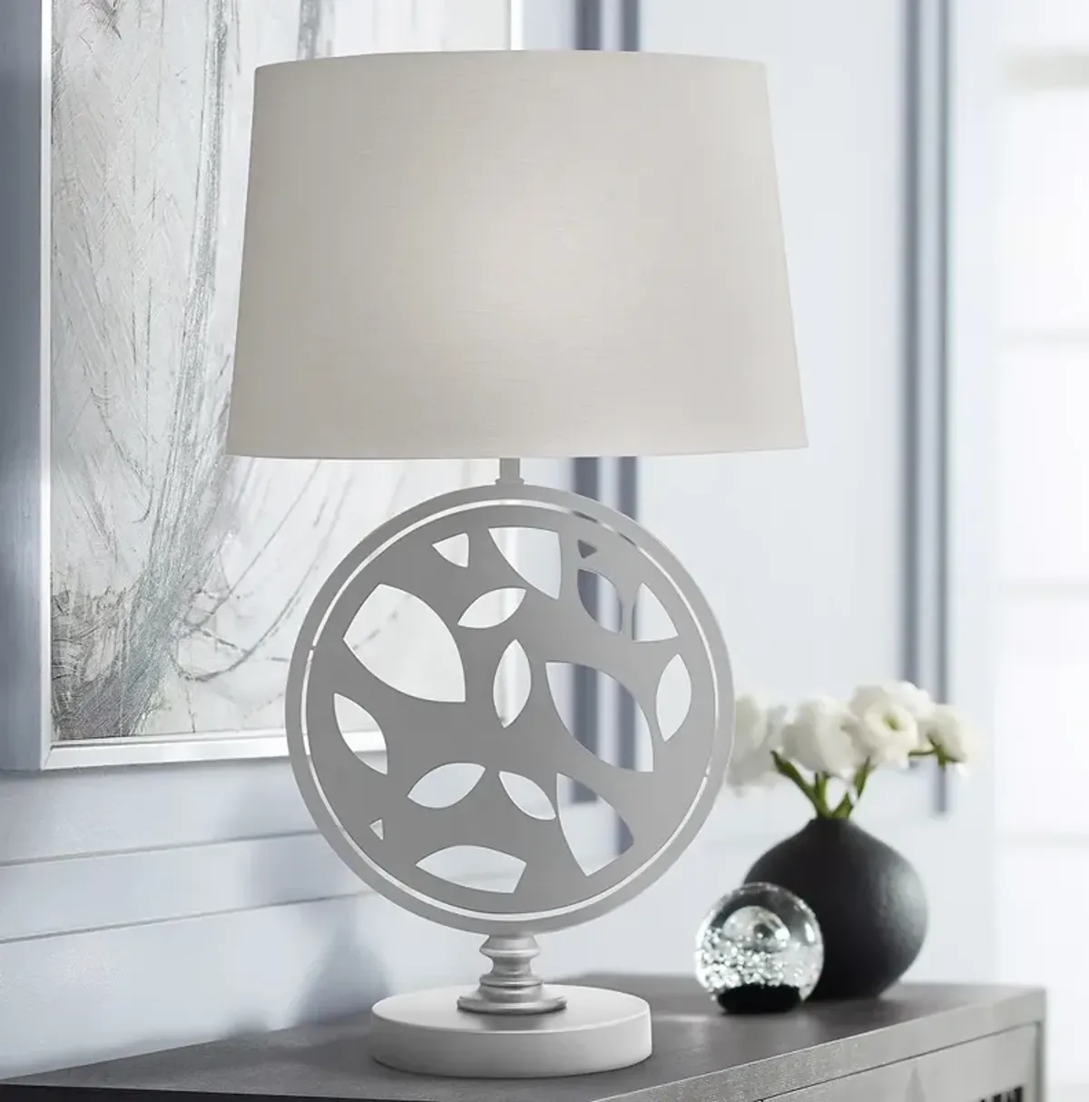 Stiffel Edwin 29" High Silver Powder Coat Zinc Table Lamp