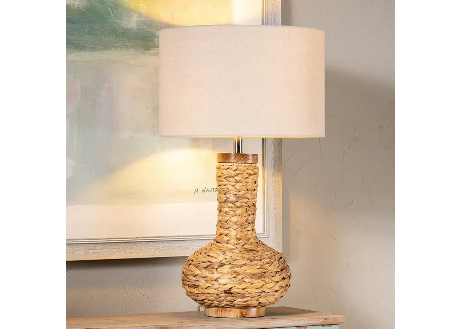 Crestview Collection Captiva Bay 30" Woven Water Hyacinth Table Lamp