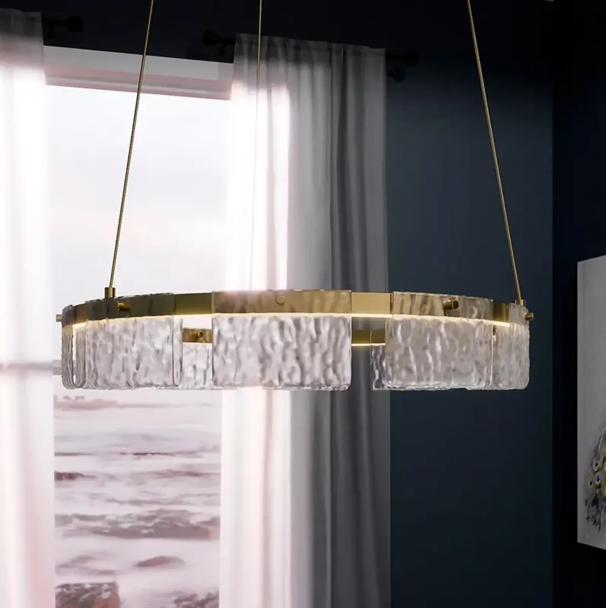 Alice Integrated LED Brushed Gold Pendant Light | Furniture.com