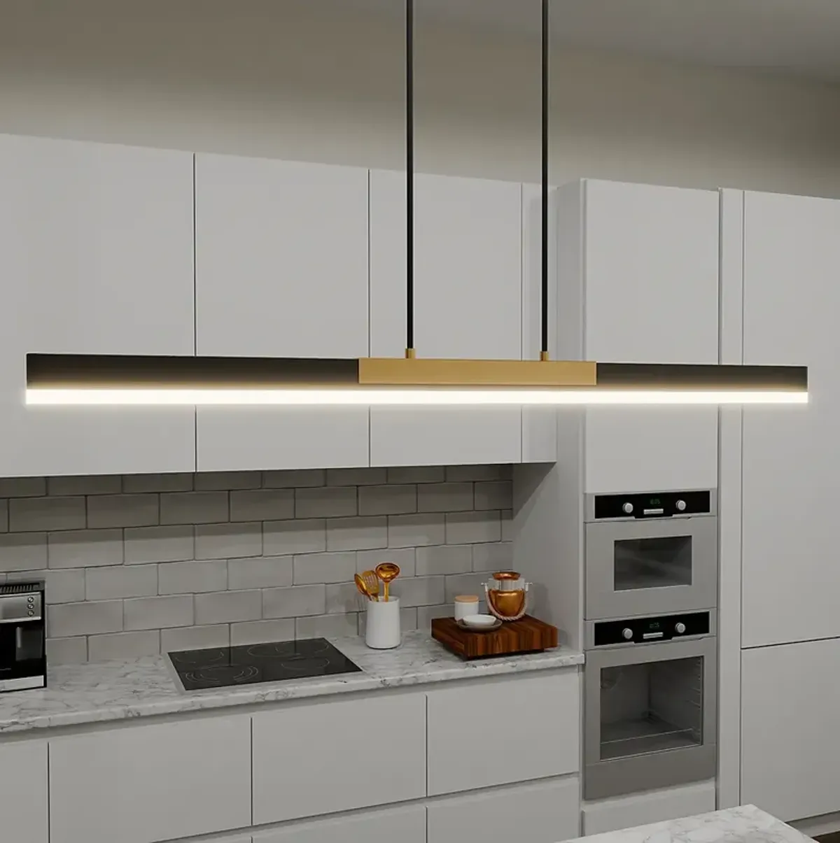 Quoizel Colter 48" Wide Brushed Gold LED Linear Pendant