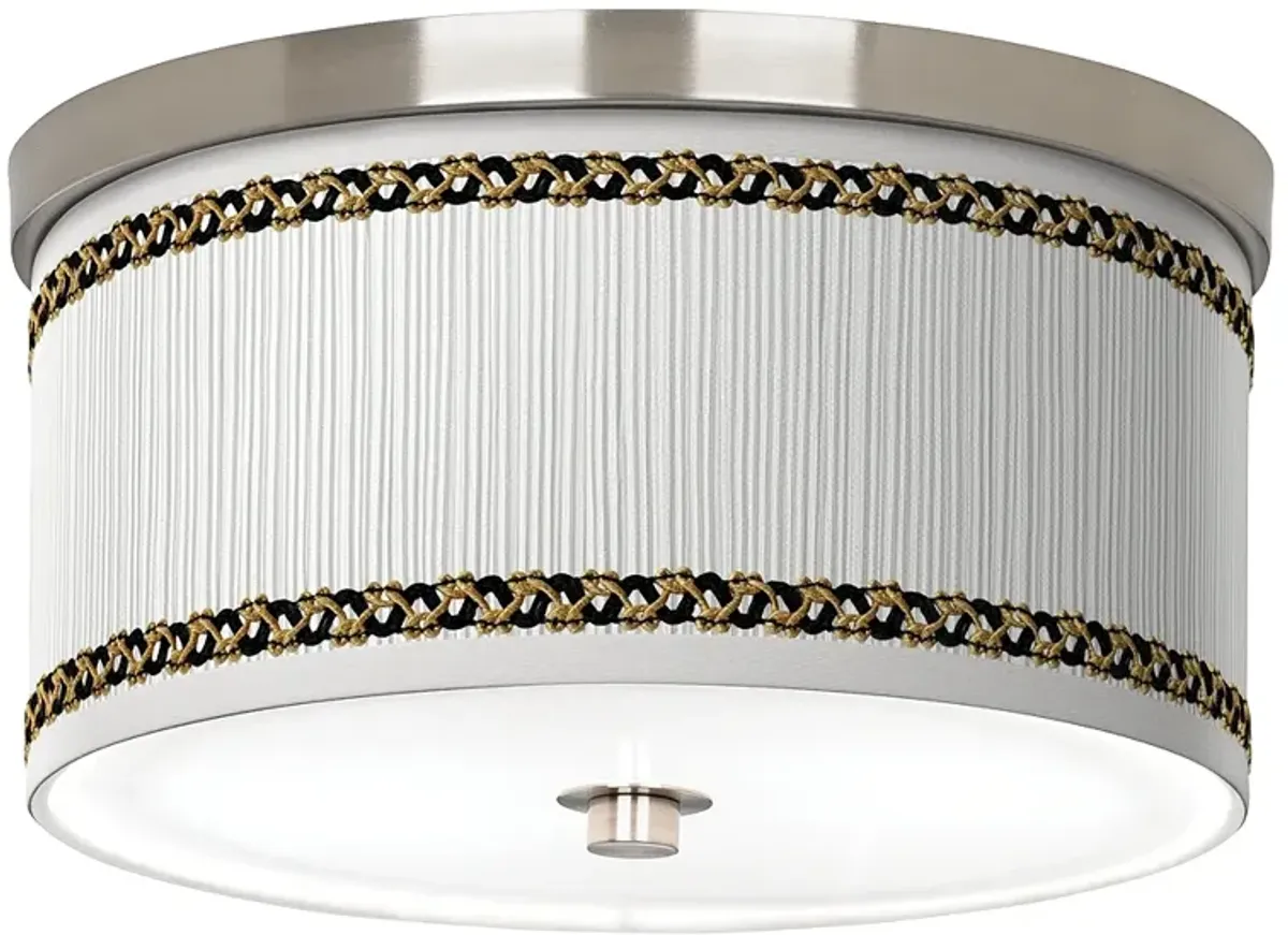 Faux Pleated Giclee Shade 10.25" Nickel Energy Efficient Ceiling Light