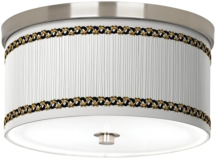 Faux Pleated Giclee Shade 10.25" Nickel Energy Efficient Ceiling Light