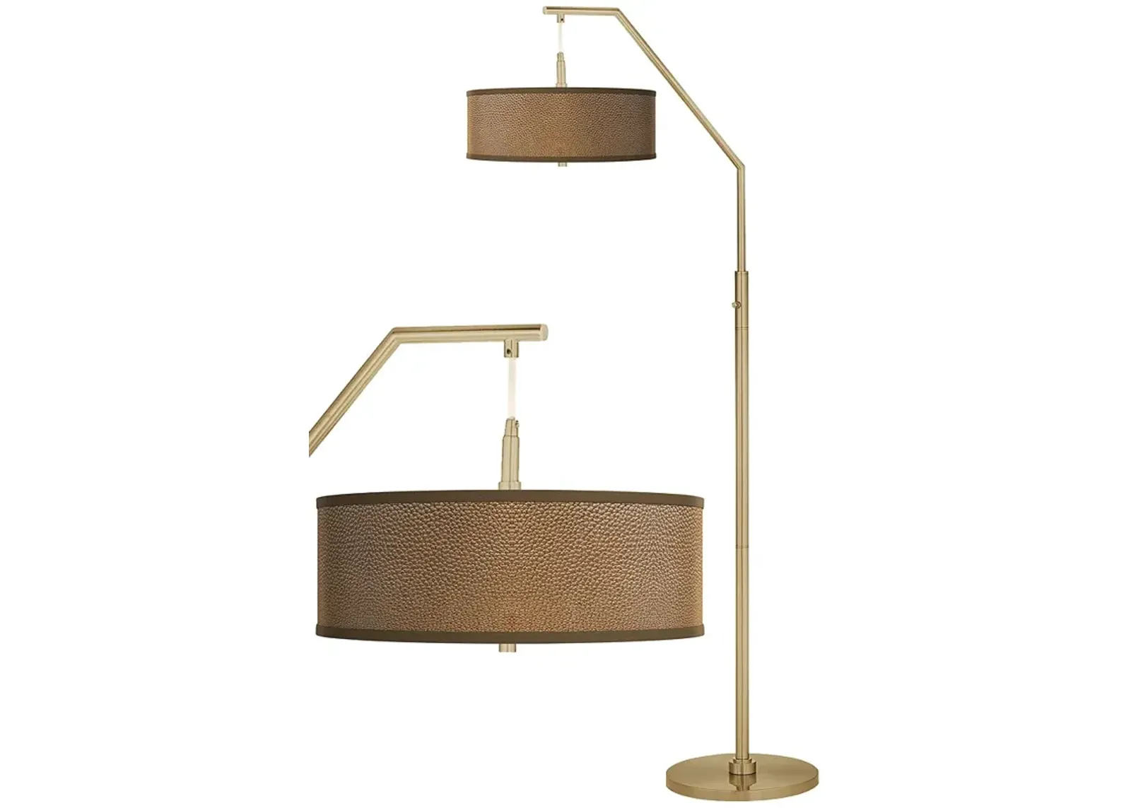 Simulated Leatherette Giclee Warm Gold Arc Floor Lamp