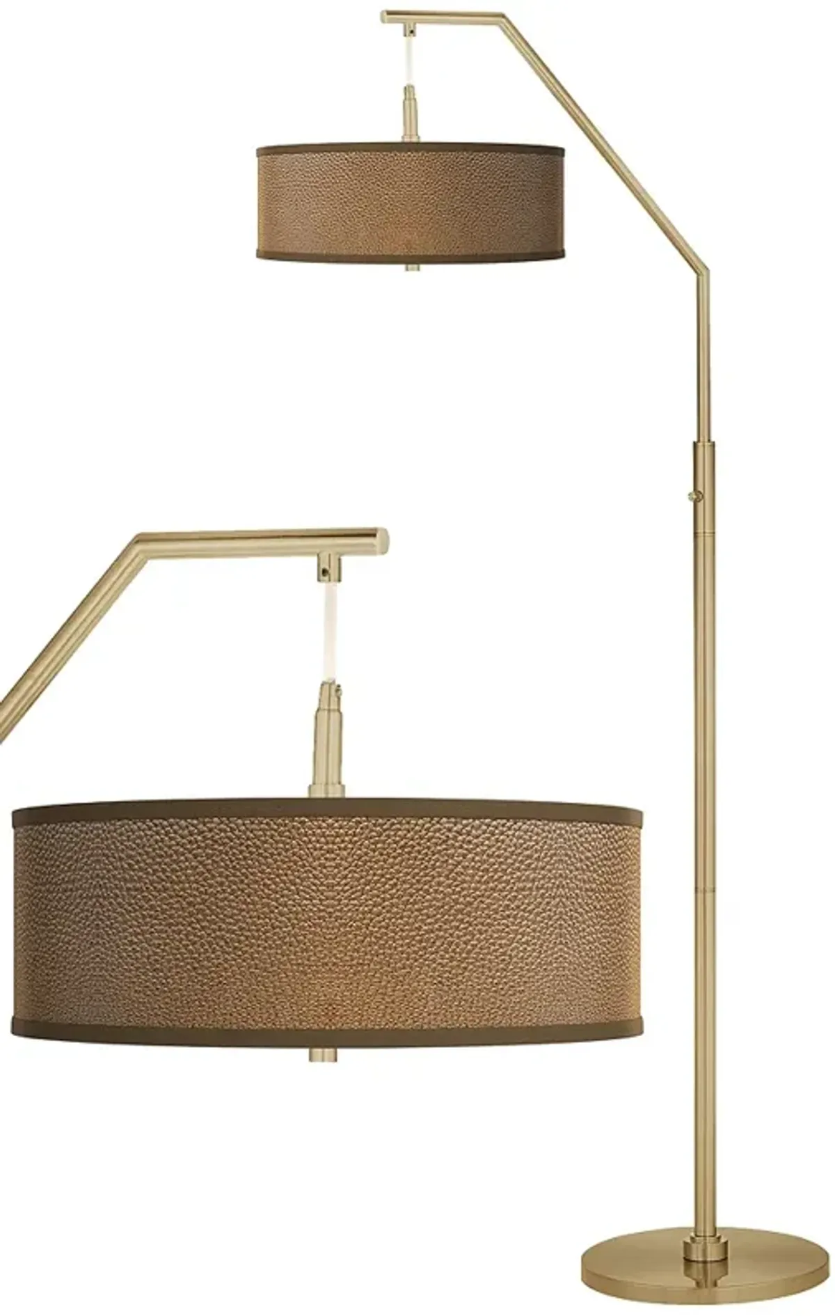 Simulated Leatherette Giclee Warm Gold Arc Floor Lamp