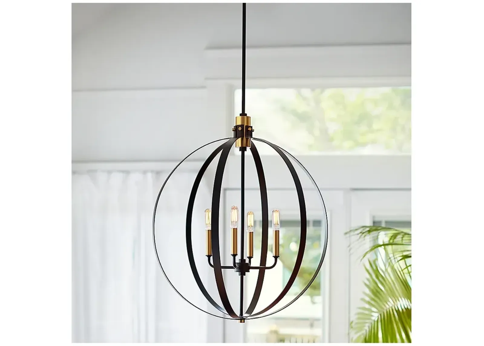 Cirque 24" Wide Black Steel 4-Light Orb Chandelier