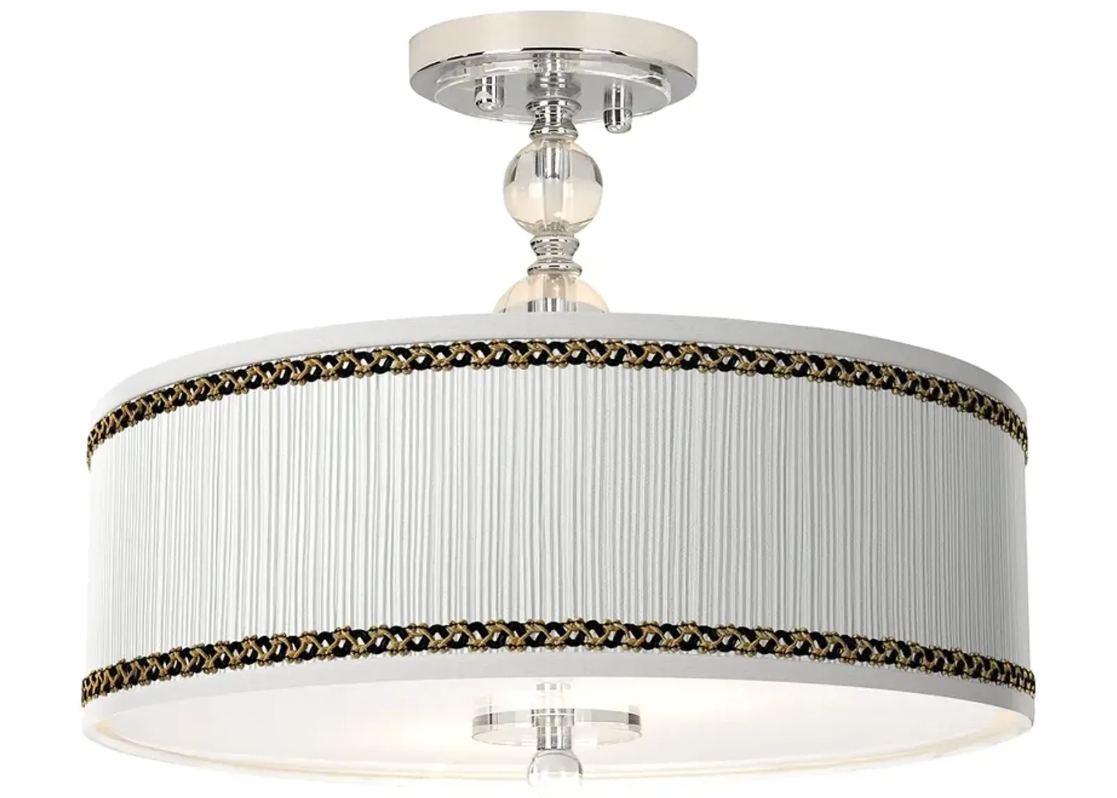 Faux Pleated Giclee Print Shade with 16" Chrome Ceiling Light