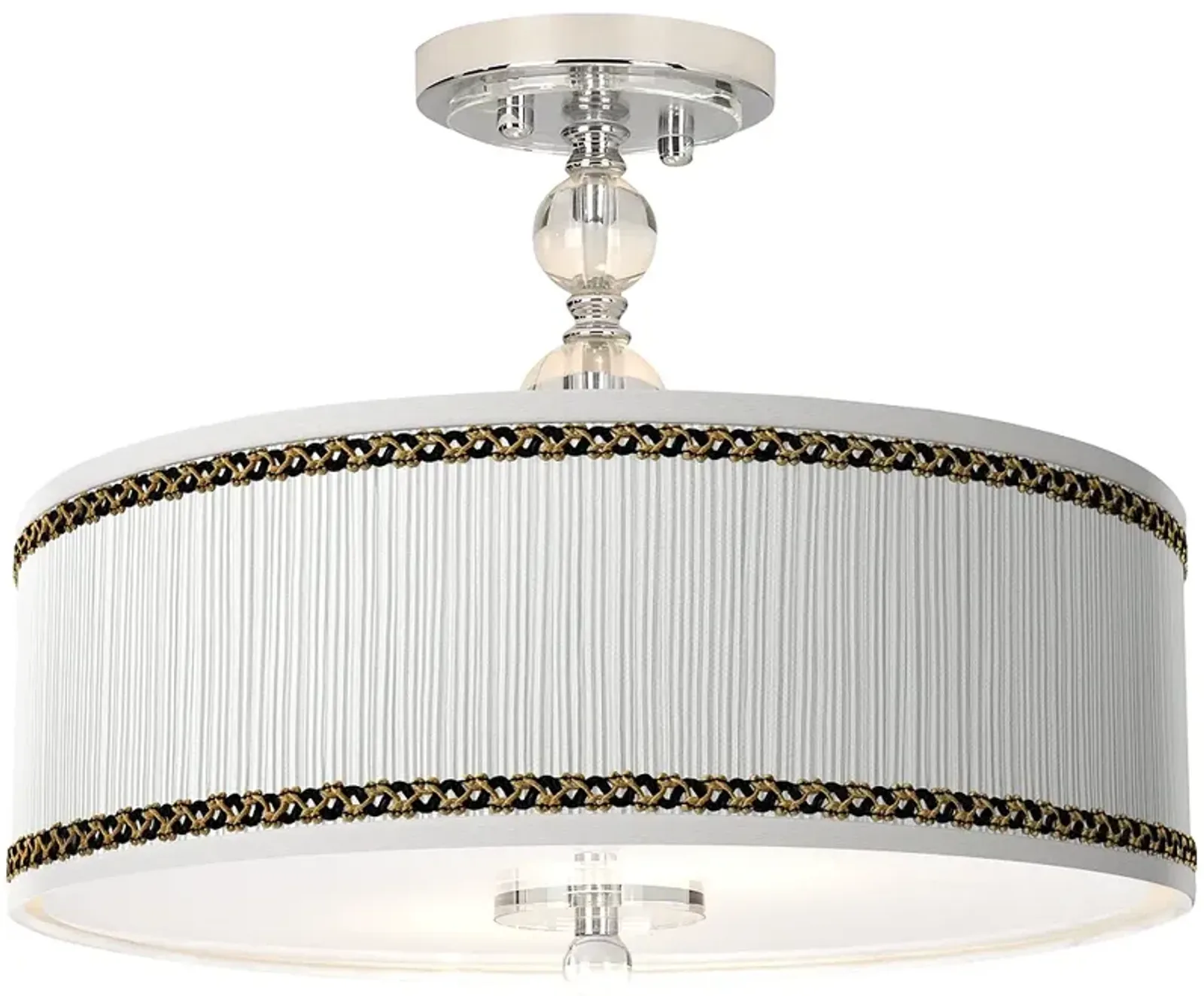 Faux Pleated Giclee Print Shade with 16" Chrome Ceiling Light