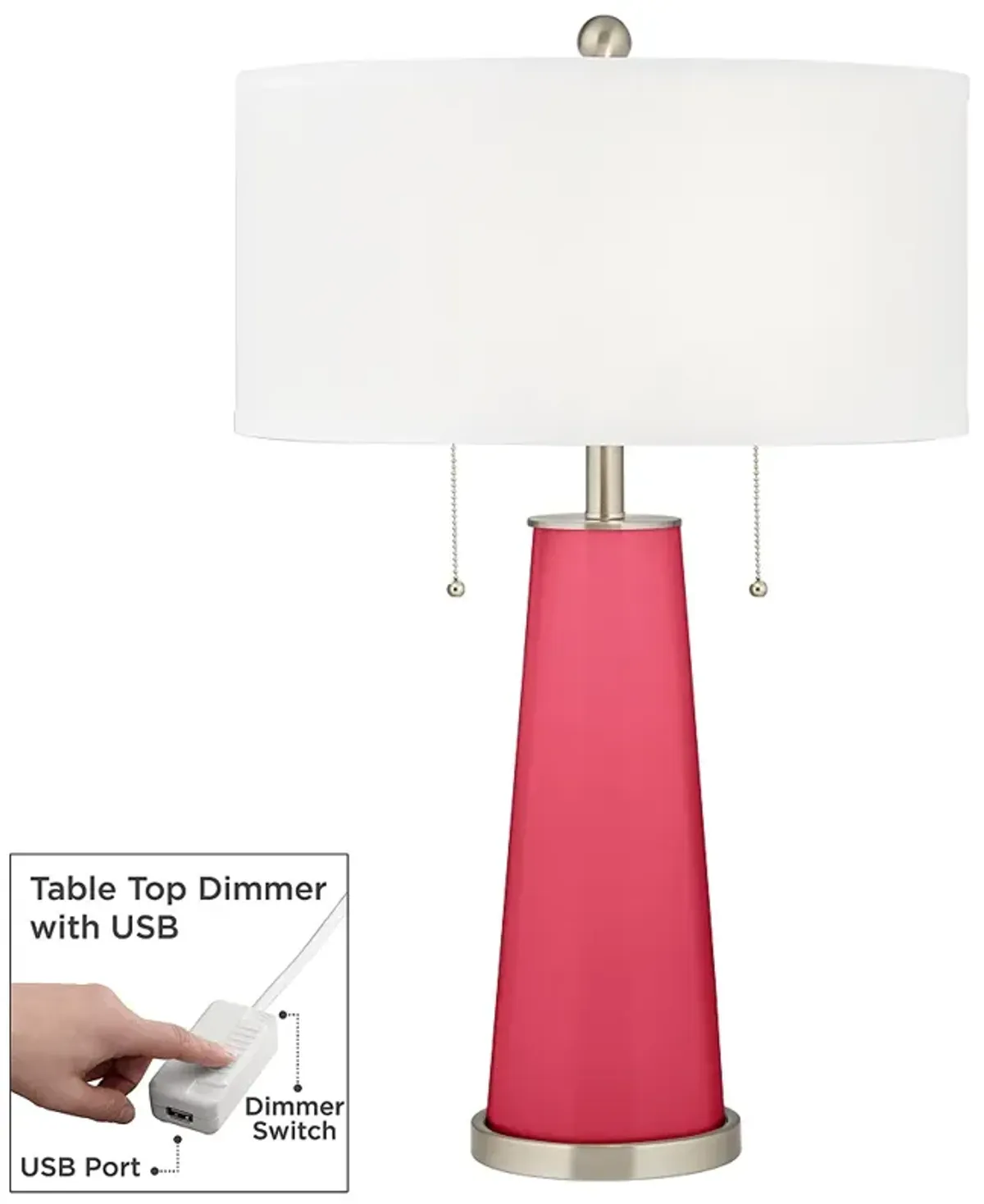 Color Plus Peggy 29 3/4" Modern Eros Pink Table Lamp with USB Dimmer