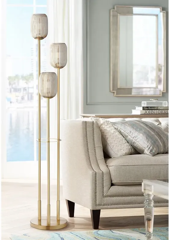 Pacific Coast Lighting 68" High 3-Light Gold Pole Floor Lamp