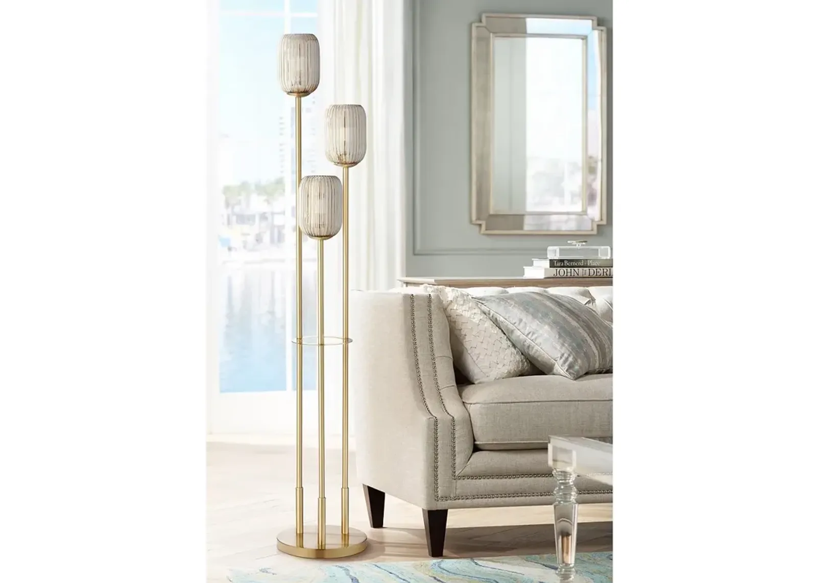 Pacific Coast Lighting 68" High 3-Light Gold Pole Floor Lamp