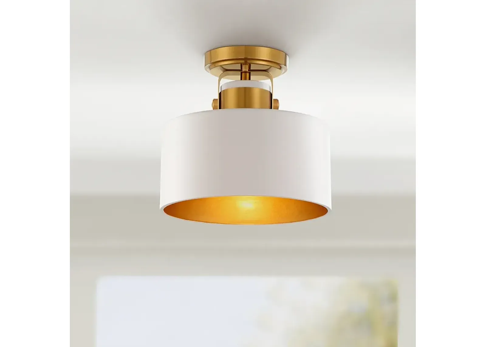 Possini Euro Courtney 10" Wide Soft Gold Matte White Ceiling Light