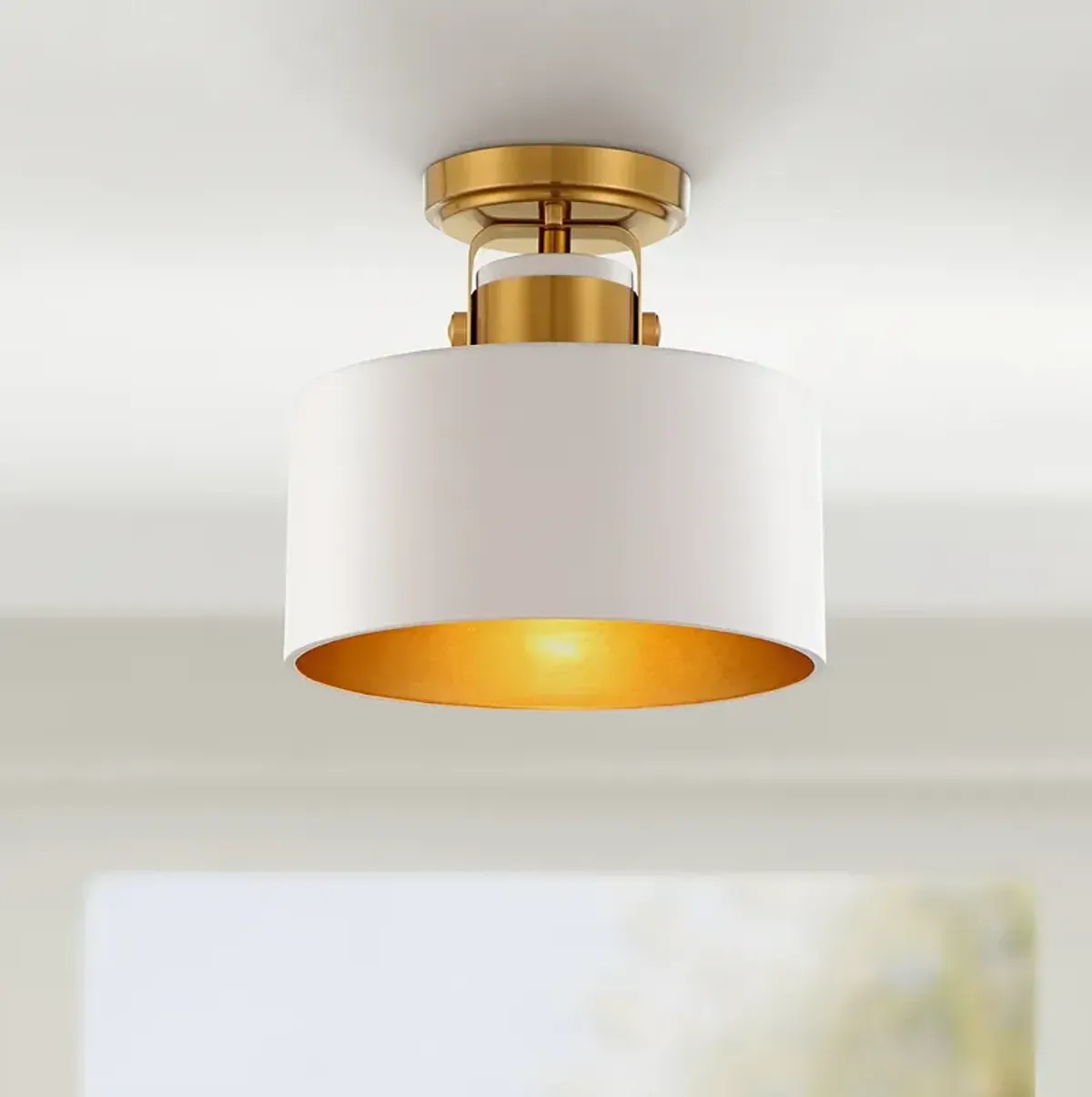 Possini Euro Courtney 10" Wide Soft Gold Matte White Ceiling Light