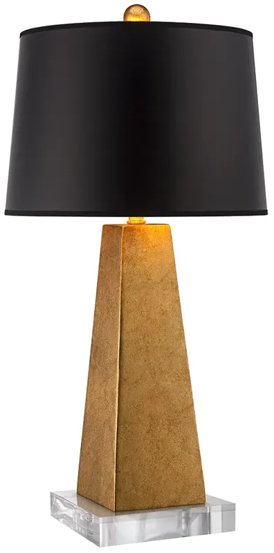 Possini Euro Obelisk 27 1/2" Gold Leaf Table Lamp with Square Riser