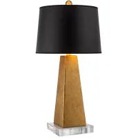 Possini Euro Gold Leaf Obelisk Table Lamp With 8" Wide Square Riser