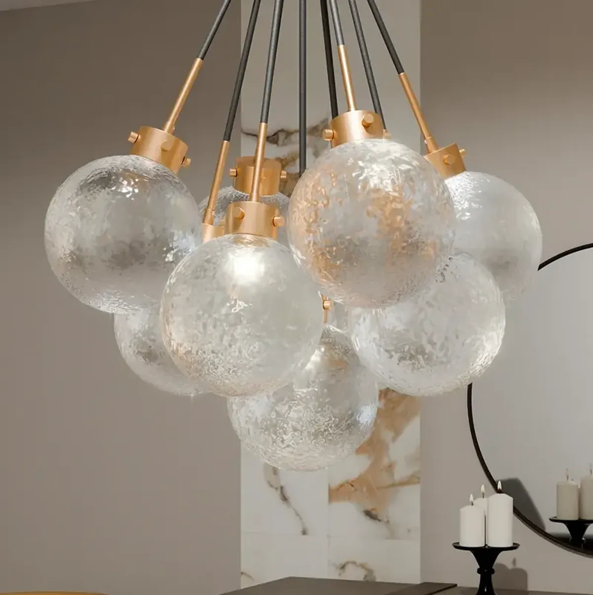 Soiree 4-Light Brushed Weathered Brass Pendant Light