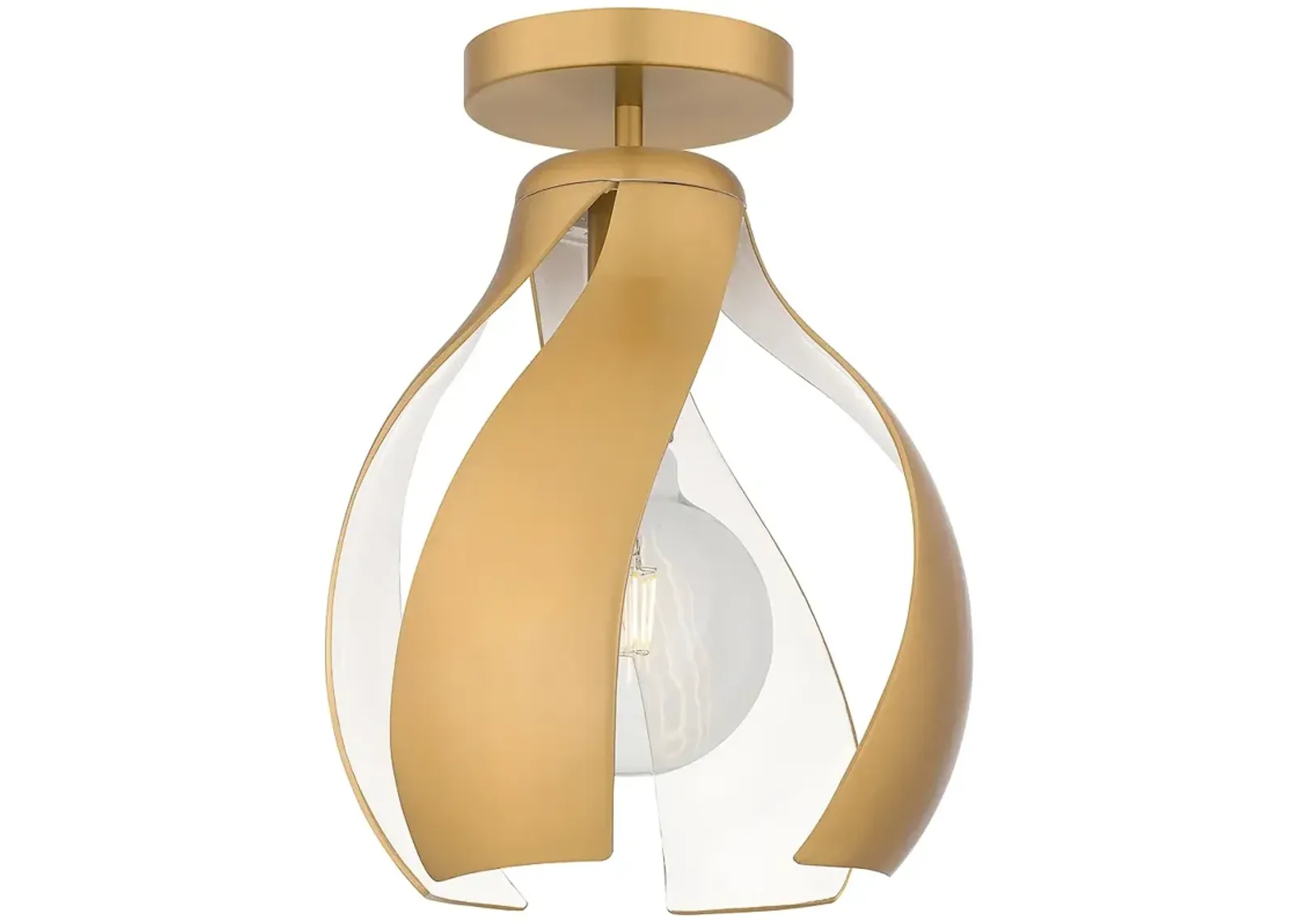 Kiko 1-Light Brushed Weathered Brass Semi-Flush Mount