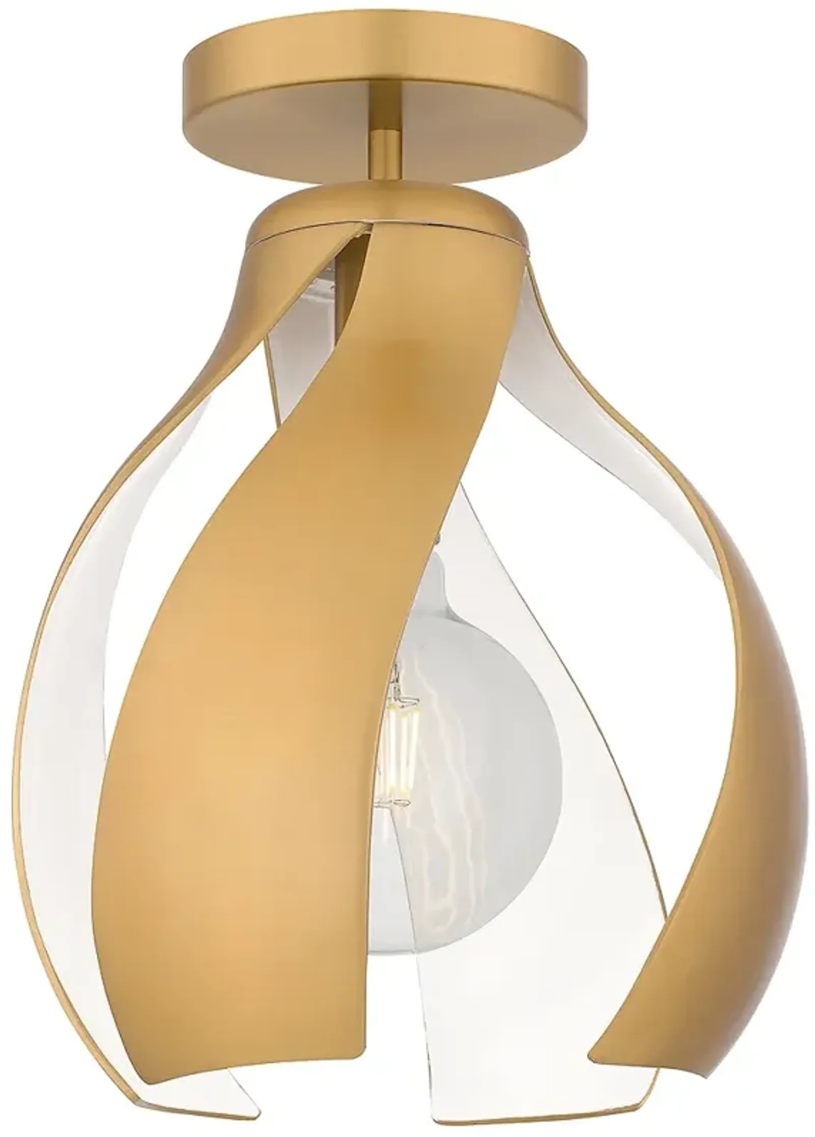 Kiko 1-Light Brushed Weathered Brass Semi-Flush Mount