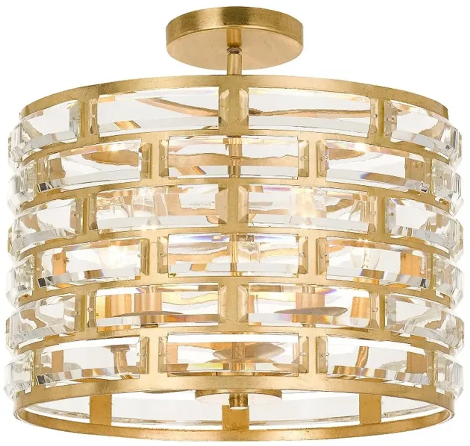 5 Light Antique Gold Semi-Flush