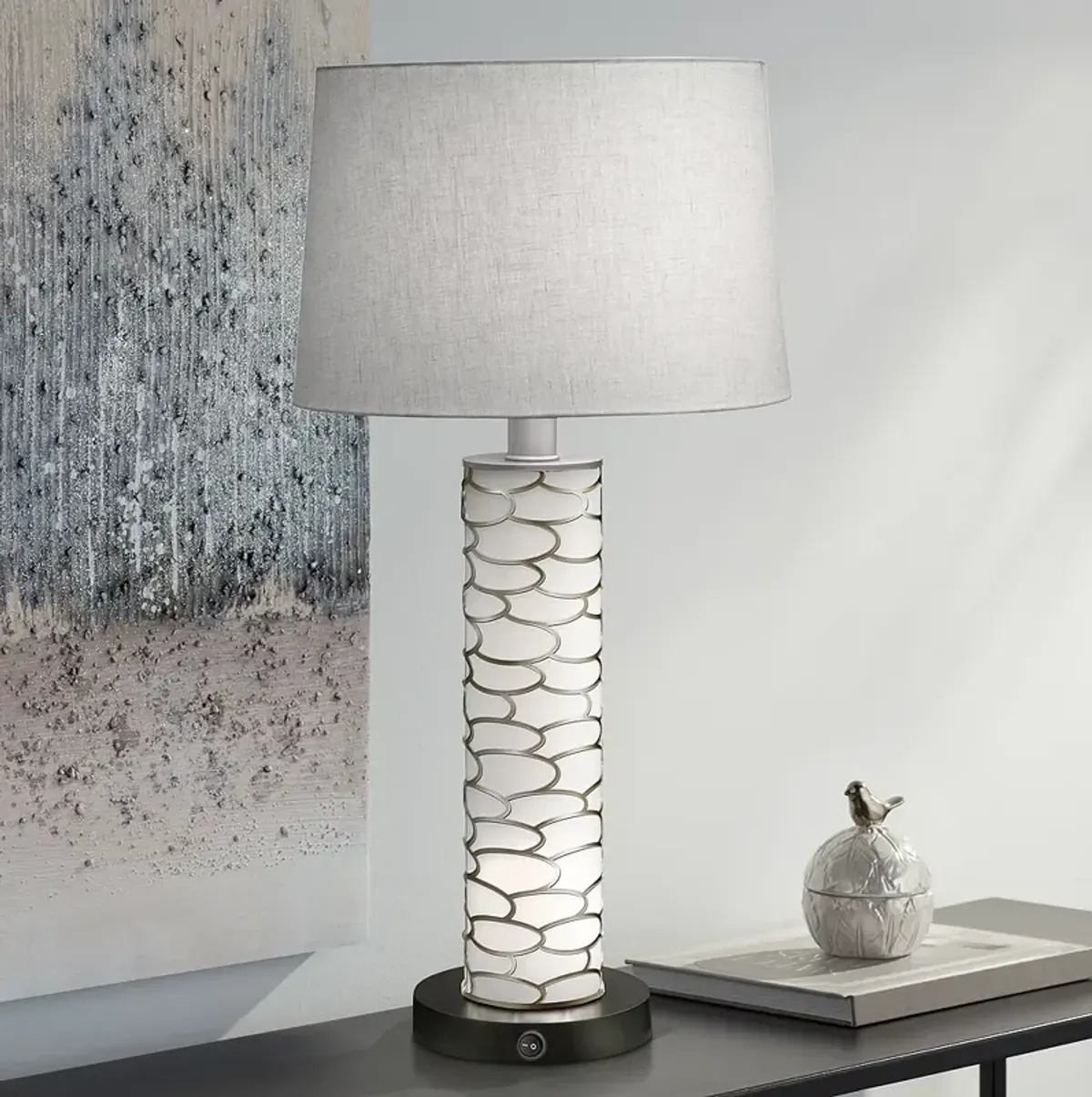 Stiffel Marlin 29" High Powder-Coated Silver Zinc Table Lamp