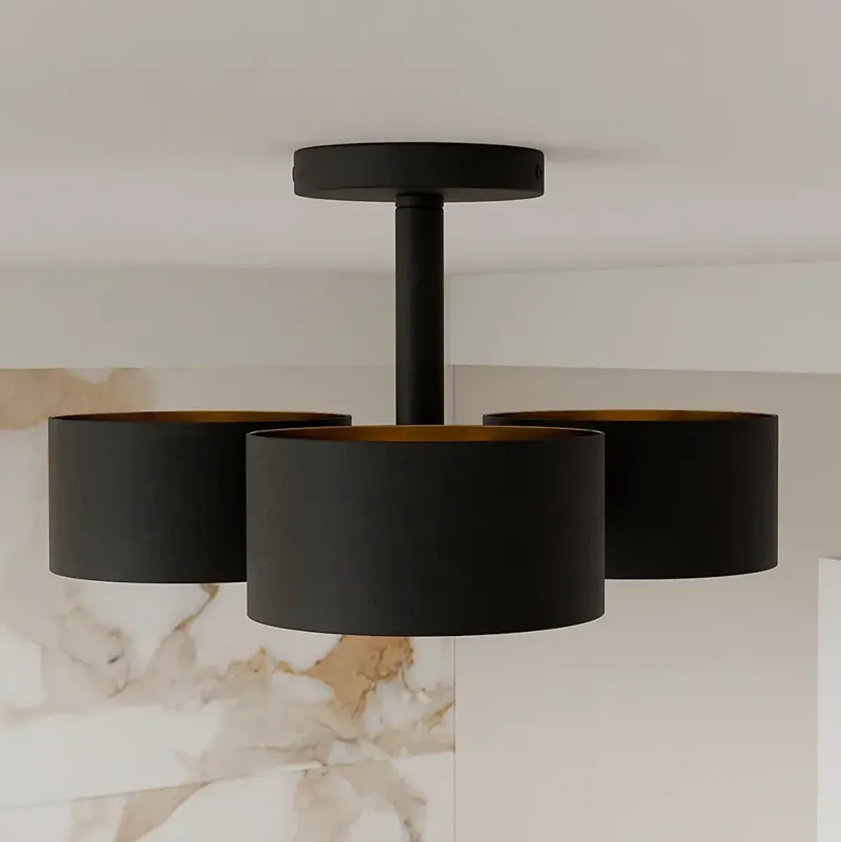 Nala 3-Light Matte Black Semi-Flush Mount