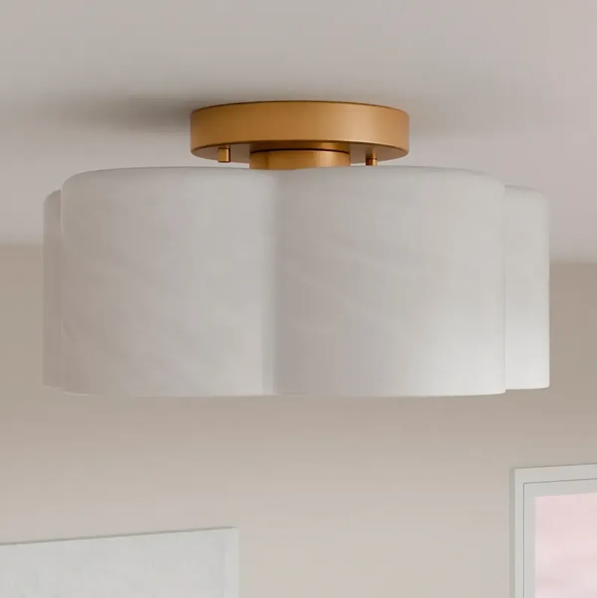 Lilly 1-Light Brushed Weathered Brass Semi-Flush Mount
