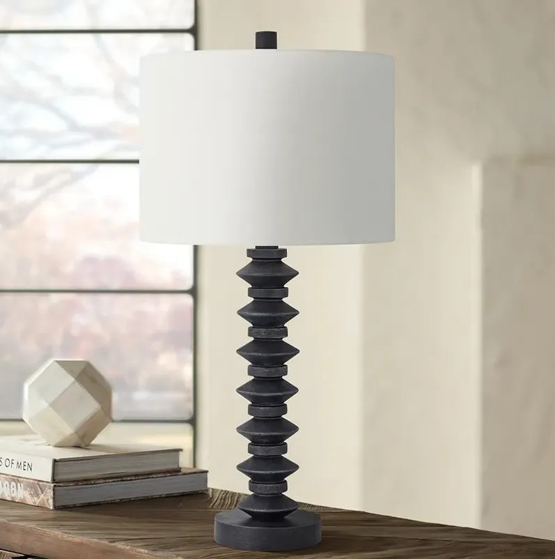 360 Lighting Heron 27 3/4" High Turned Column Modern Black Table Lamp