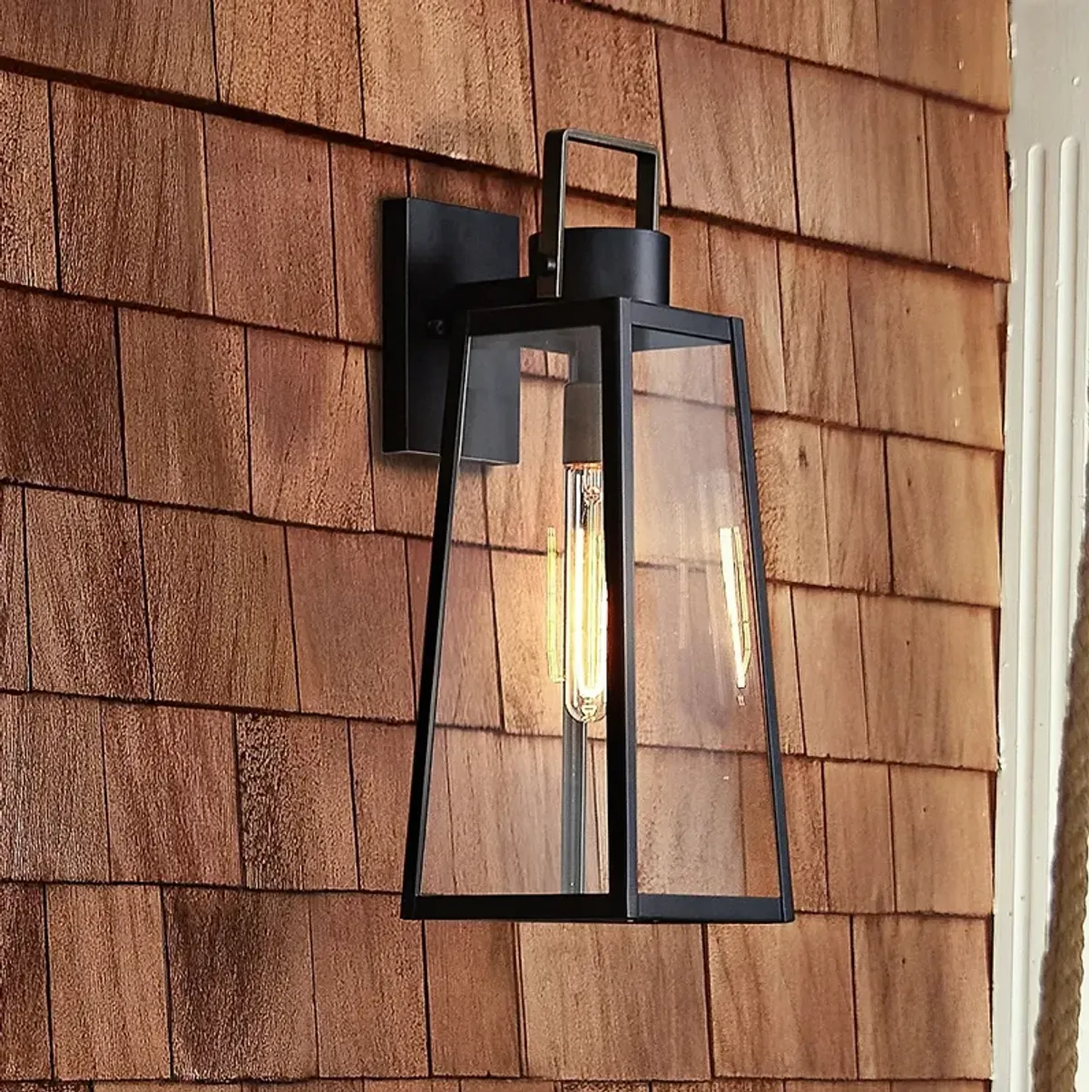 Lark-Hugh Outdoor-Large Wall Mount Lantern-Black-Burnished Bronze