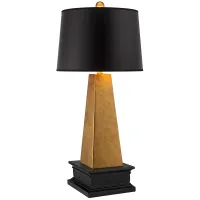 Possini Euro Obelisk 30 1/4" Gold Leaf Table Lamp with Black Riser