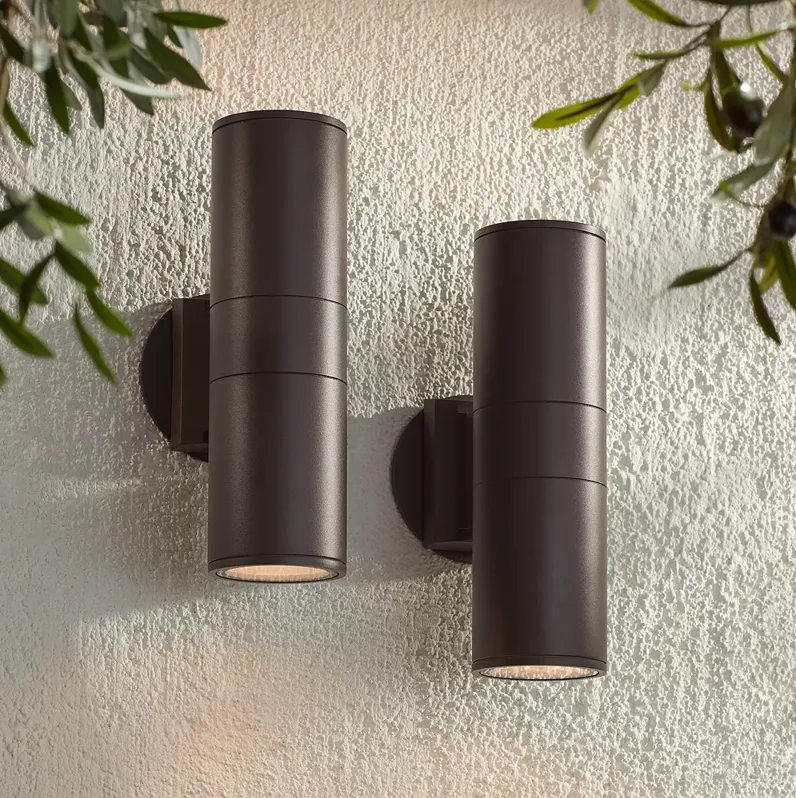 Possini Euro Ellis 11 3/4" High Brown Up-Down Outdoor Lights Set of 2