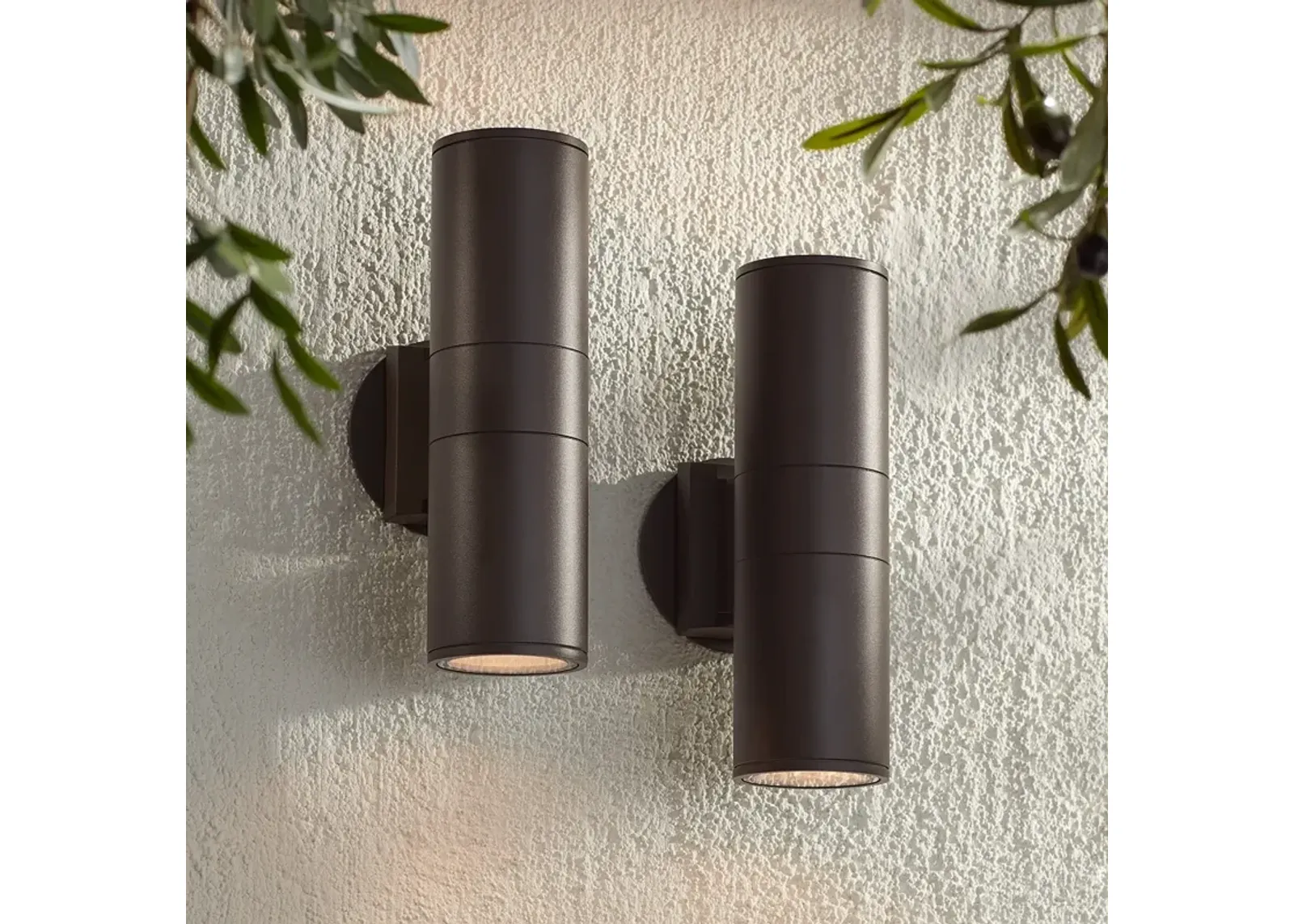 Possini Euro Ellis 11 3/4" High Brown Up-Down Outdoor Lights Set of 2