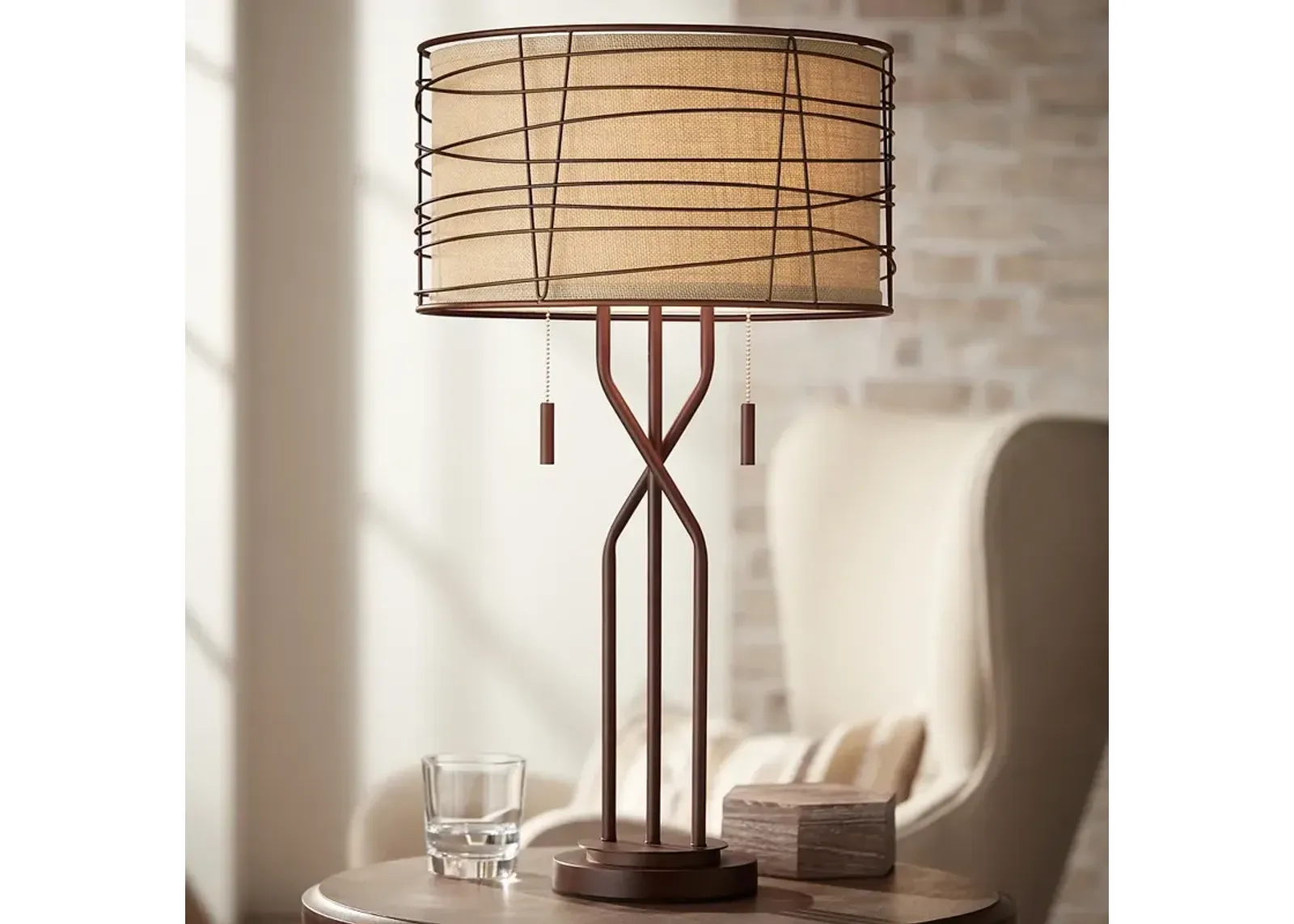 Franklin Iron Works Marlowe 28 3/4" Bronze Rustic Modern Table Lamp