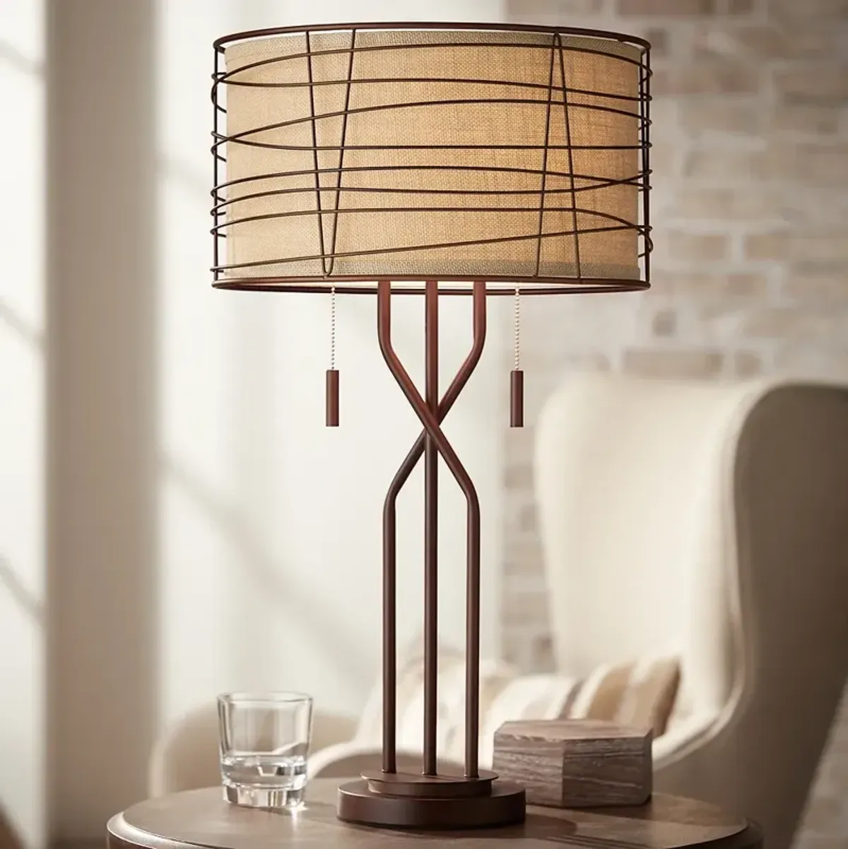 Franklin Iron Works Marlowe 28 3/4" Bronze Rustic Modern Table Lamp