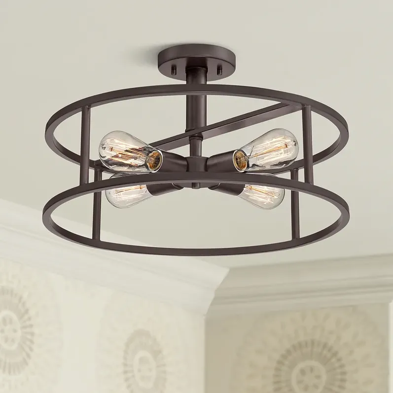 Quoizel New Harbor 18"W Western Bronze 4-Light Ceiling Light