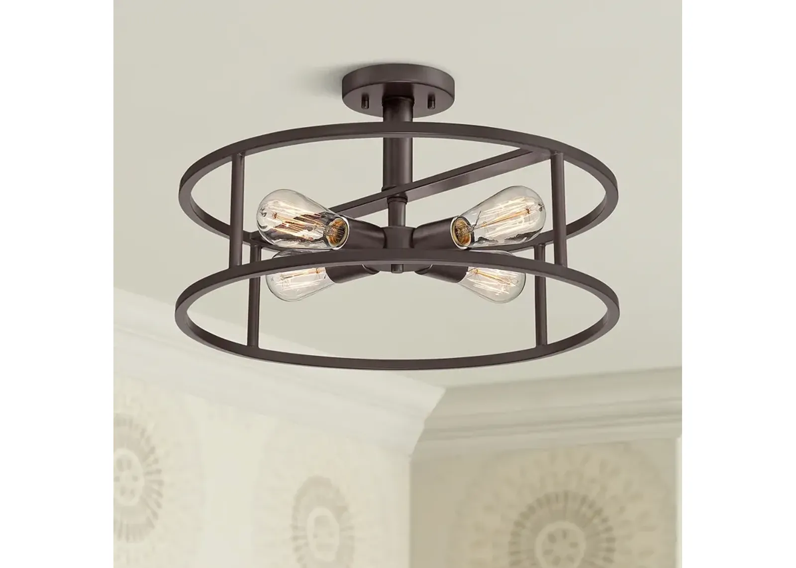 Quoizel New Harbor 18"W Western Bronze 4-Light Ceiling Light