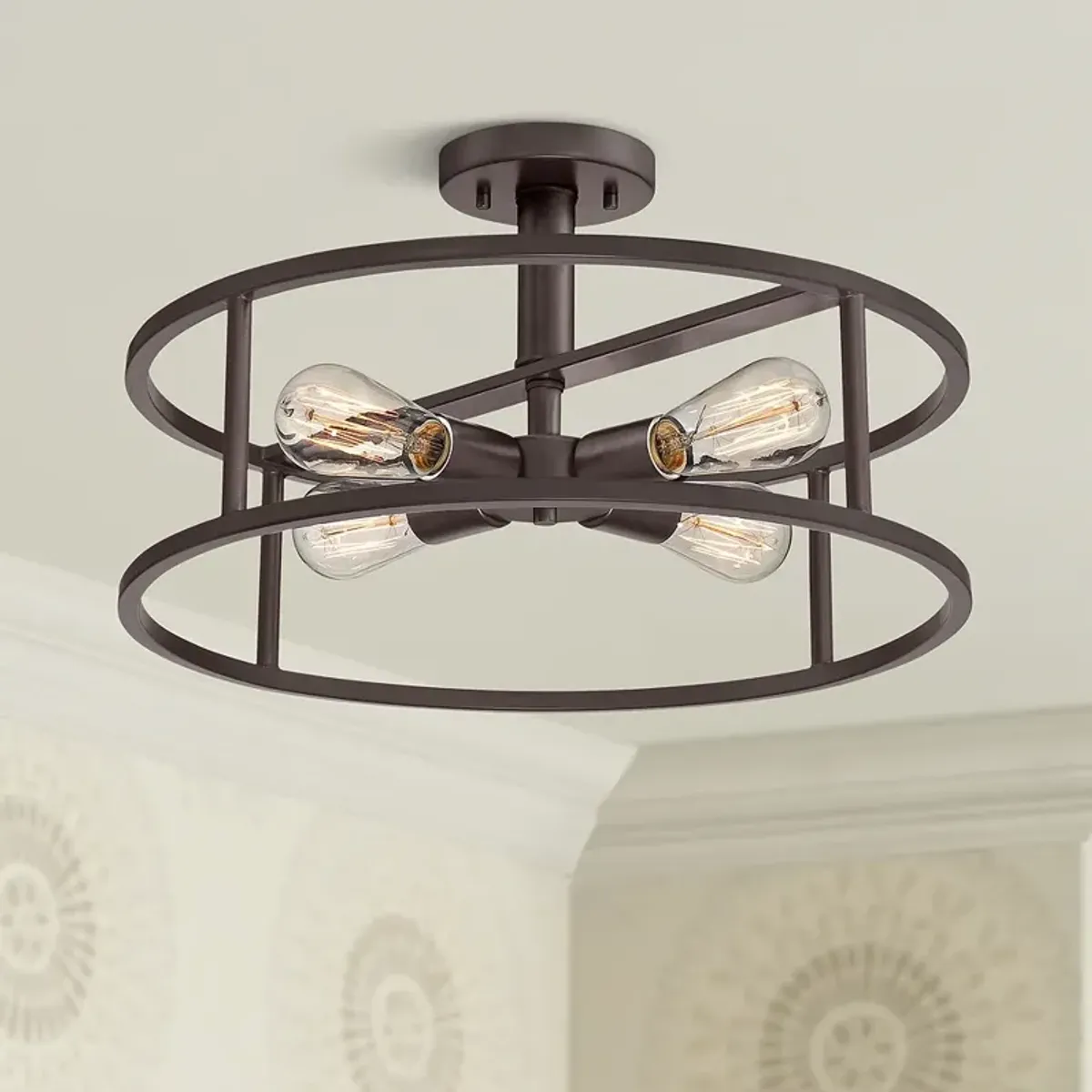 Quoizel New Harbor 18" Wide Western Bronze 4-Light Ceiling Light