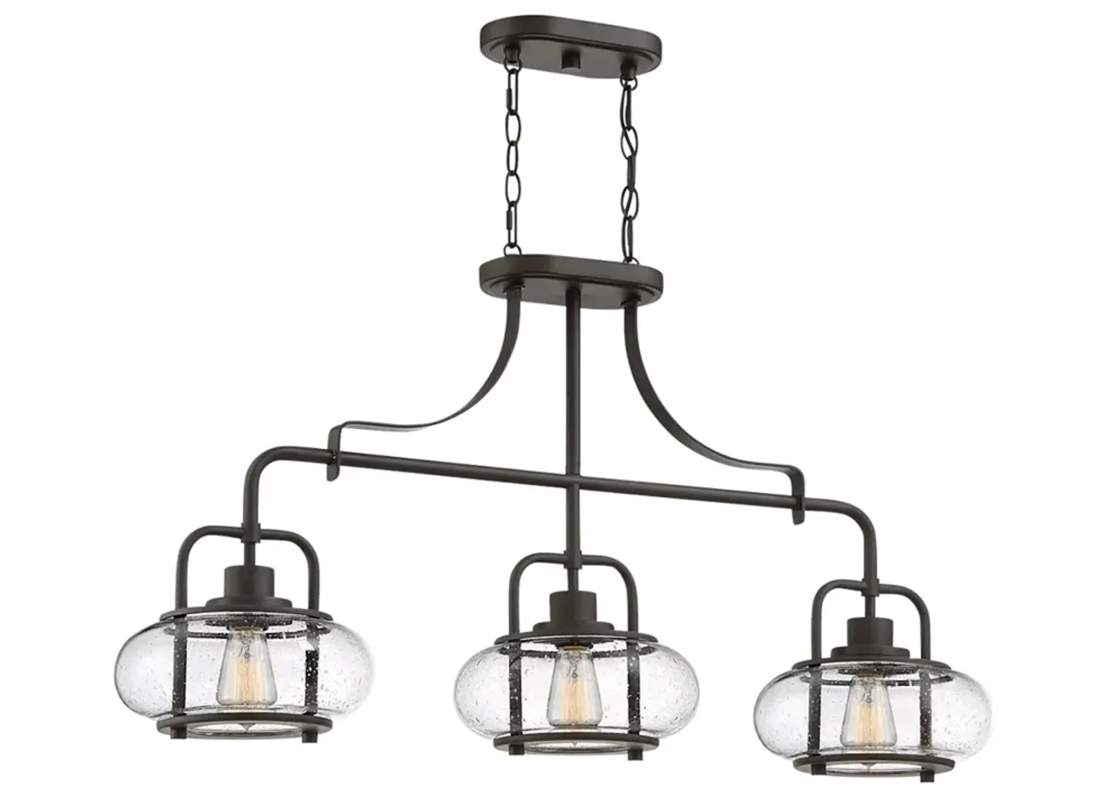 Quoizel Trilogy 38" Wide Bronze and Glass Linear Island Chandelier