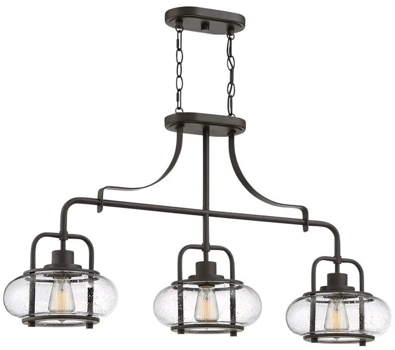 Quoizel Trilogy 38" Wide Bronze and Glass Linear Island Chandelier