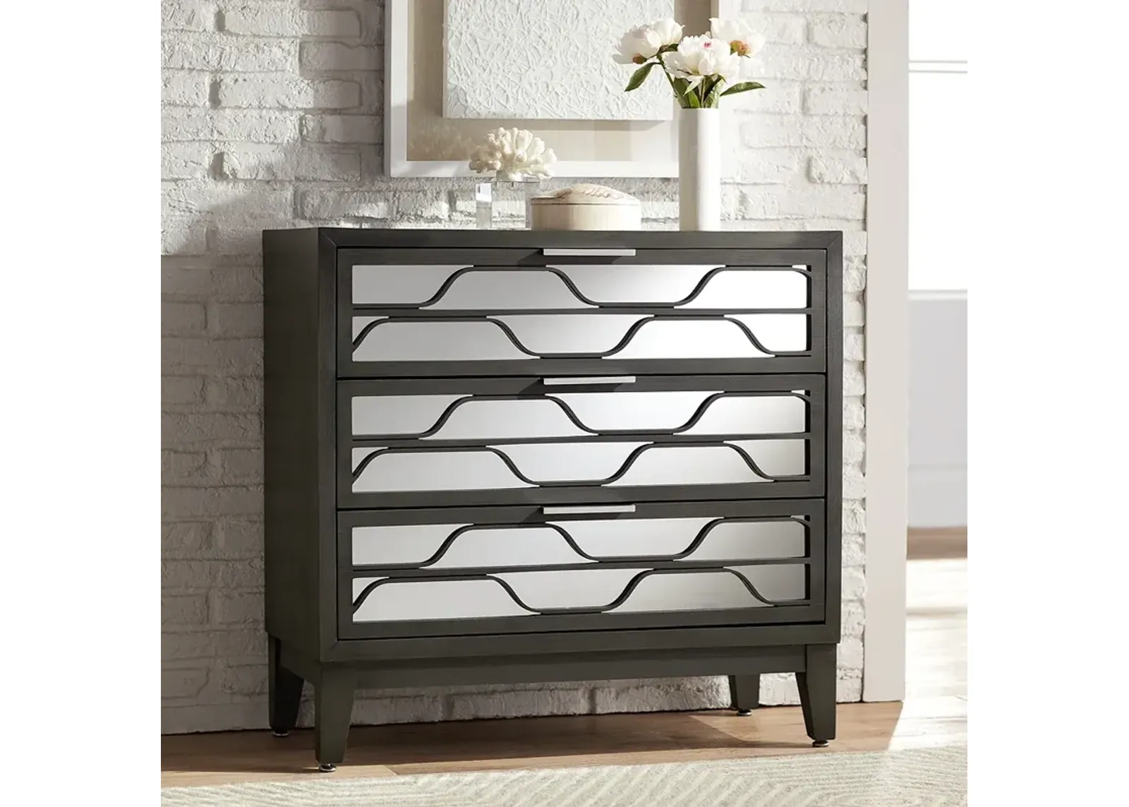 Carson 33 3/4" Wide Mirrored 3-Drawer Wood Accent Chest