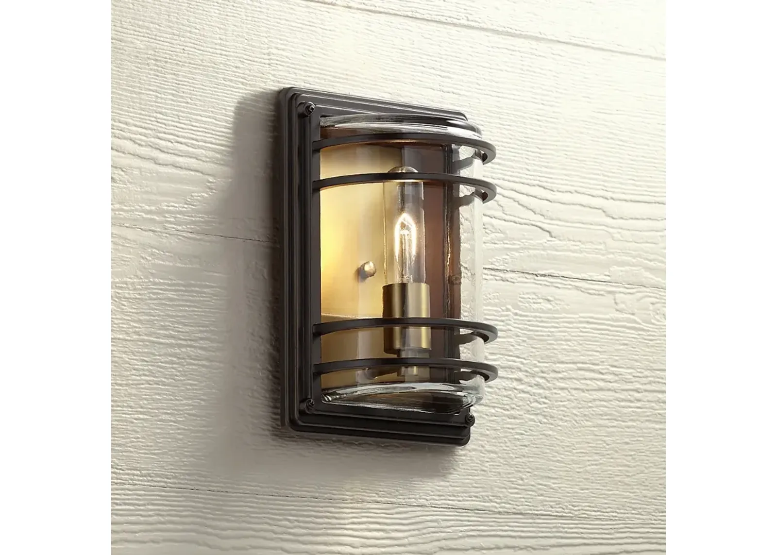 John Timberland Habitat 11" High Bronze Warm Brass Outdoor Wall Light