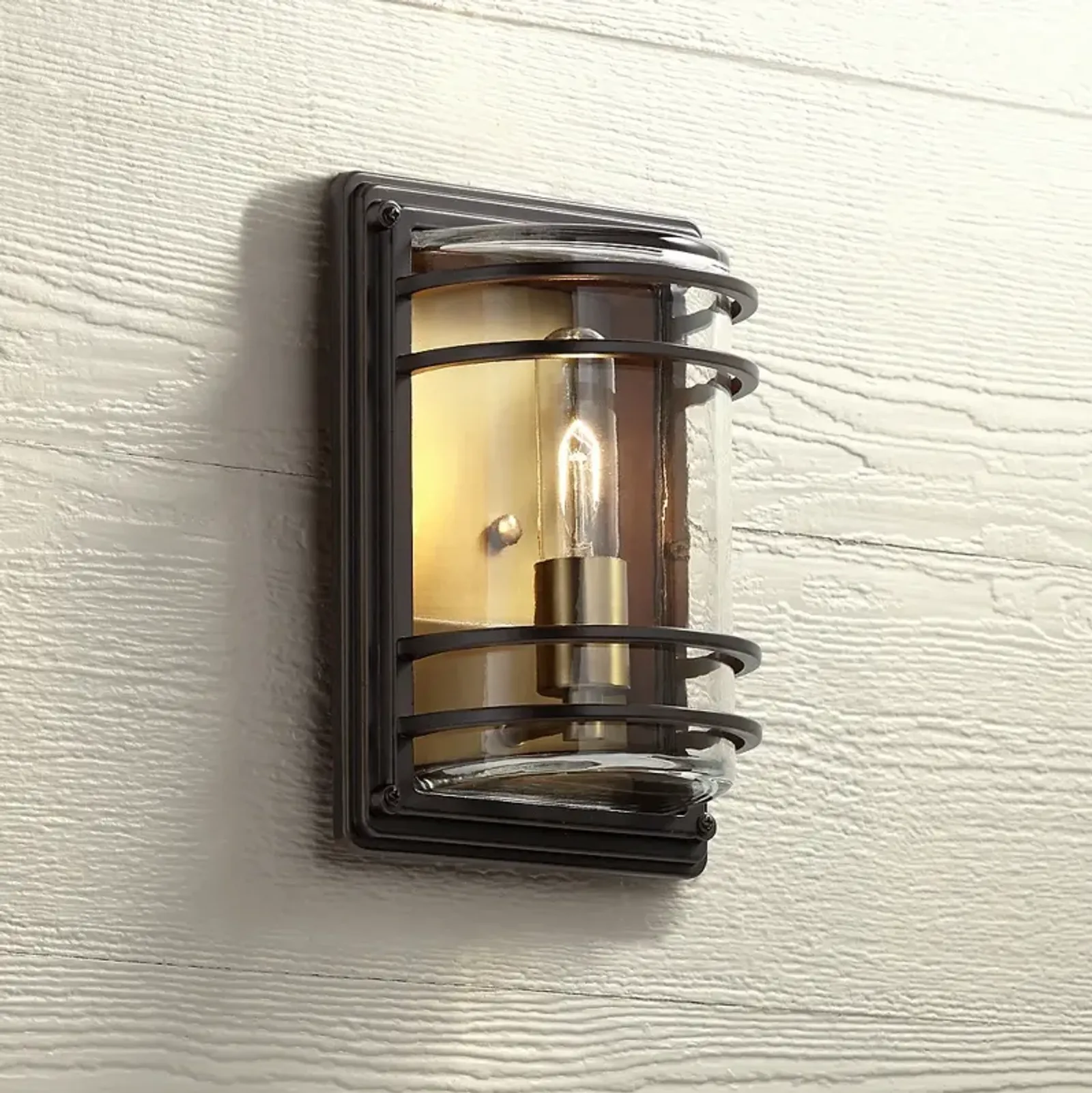 John Timberland Habitat 11" High Bronze Warm Brass Outdoor Wall Light