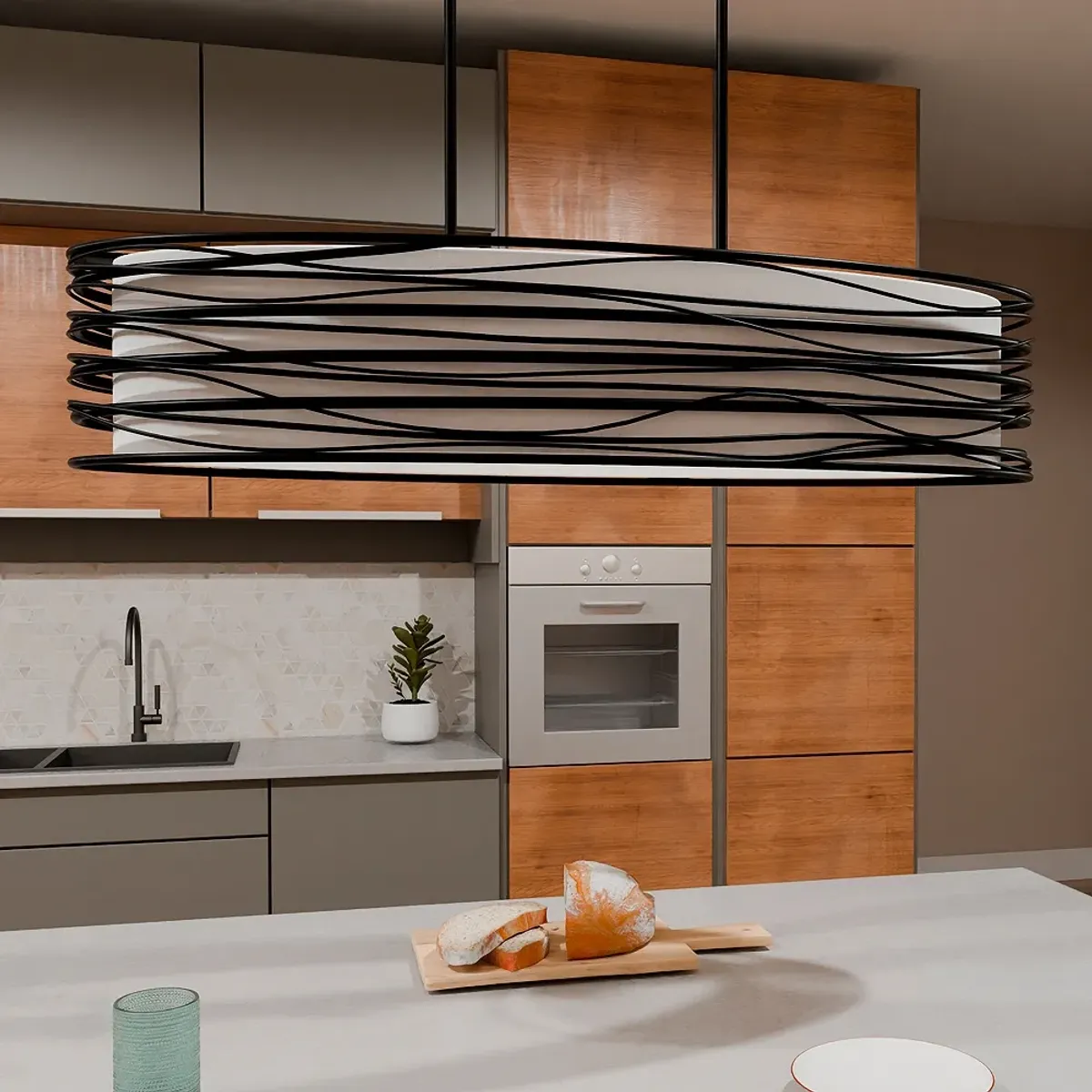 Quoizel Spiral 42"W Mystic Black 5-Light Island Chandelier