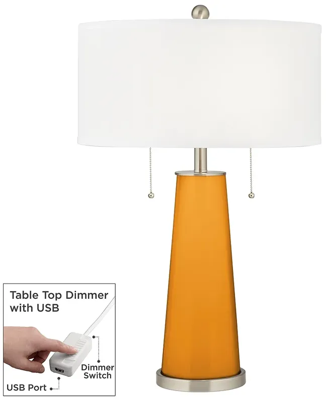 Color Plus Peggy 29 3/4" Carnival Orange Table Lamp with USB Dimmer