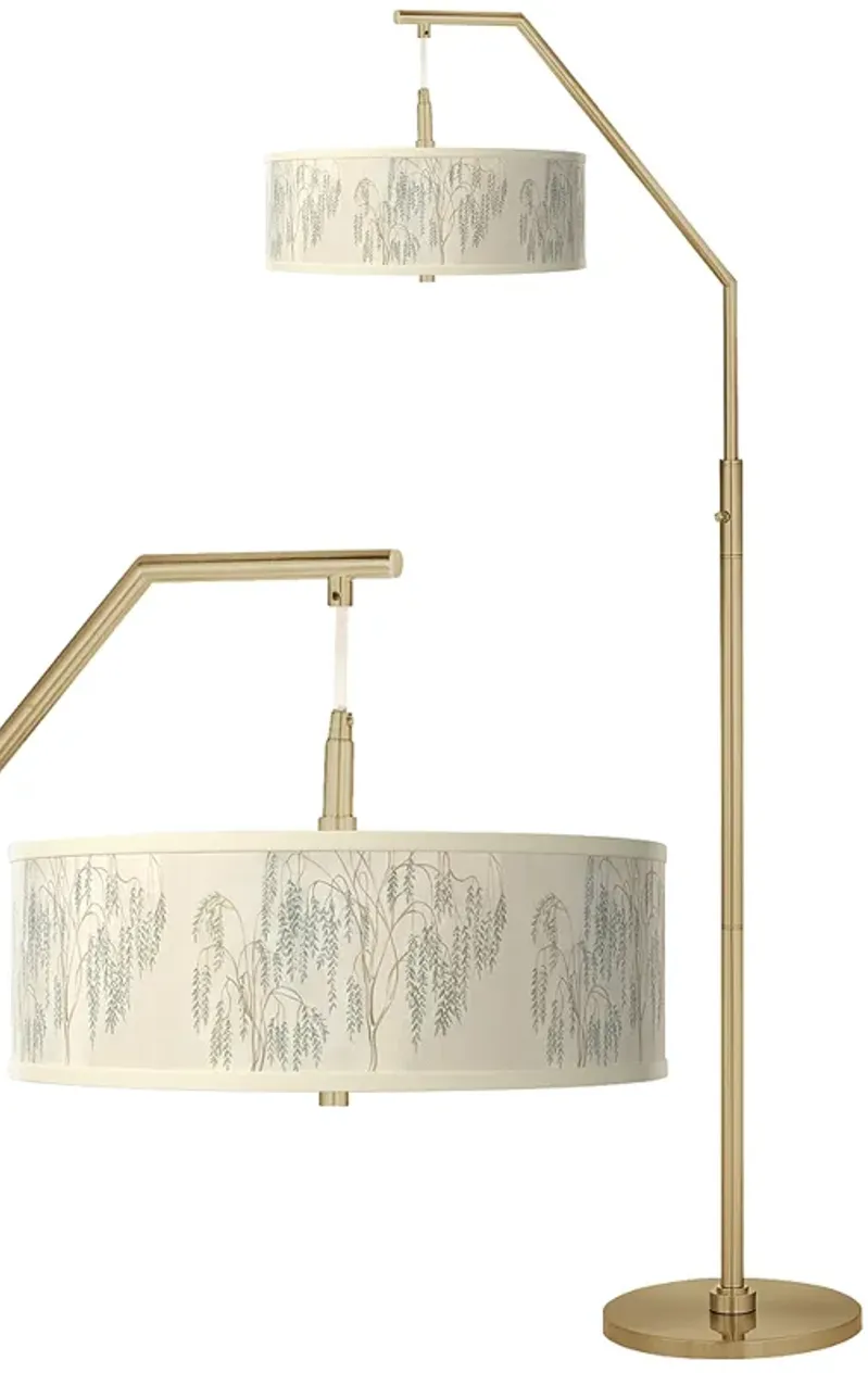 Weeping Willow Giclee Warm Gold Arc Floor Lamp