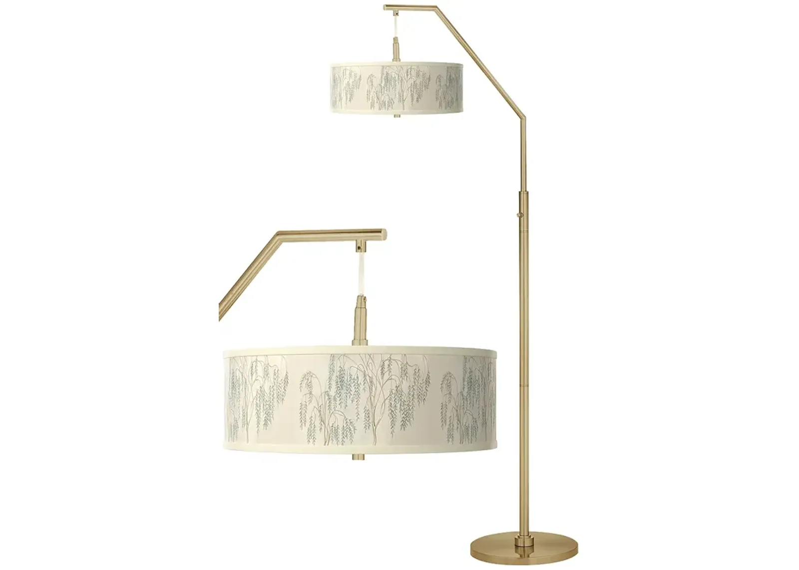 Weeping Willow Giclee Warm Gold Arc Floor Lamp