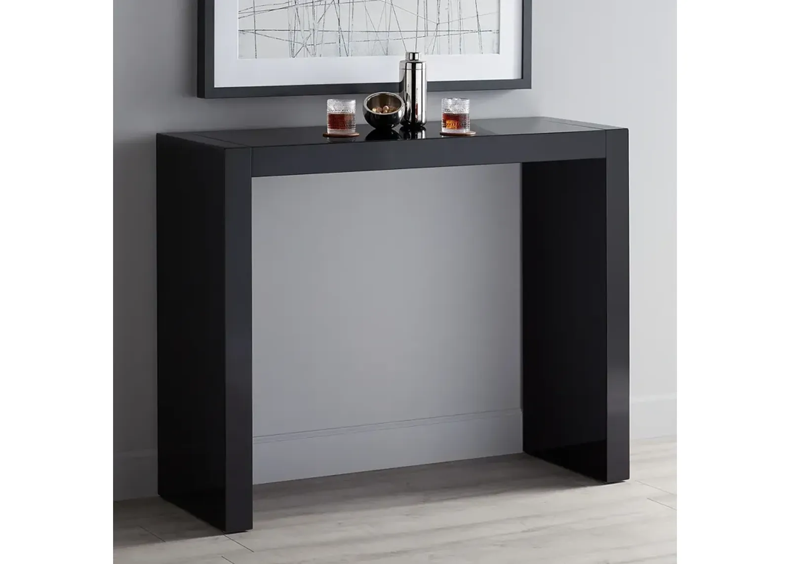 Jessa 50" Wide Gloss Black Bar Table