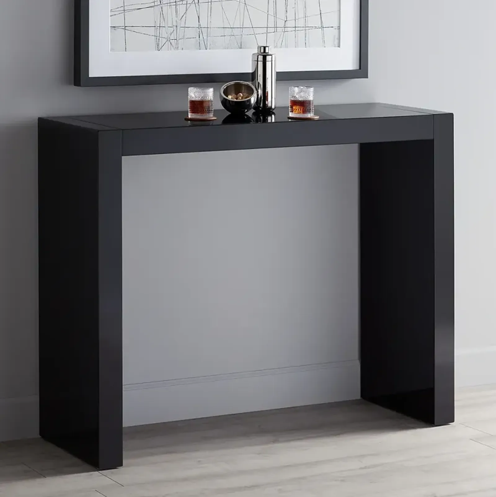 Jessa 50" Wide Gloss Black Bar Table