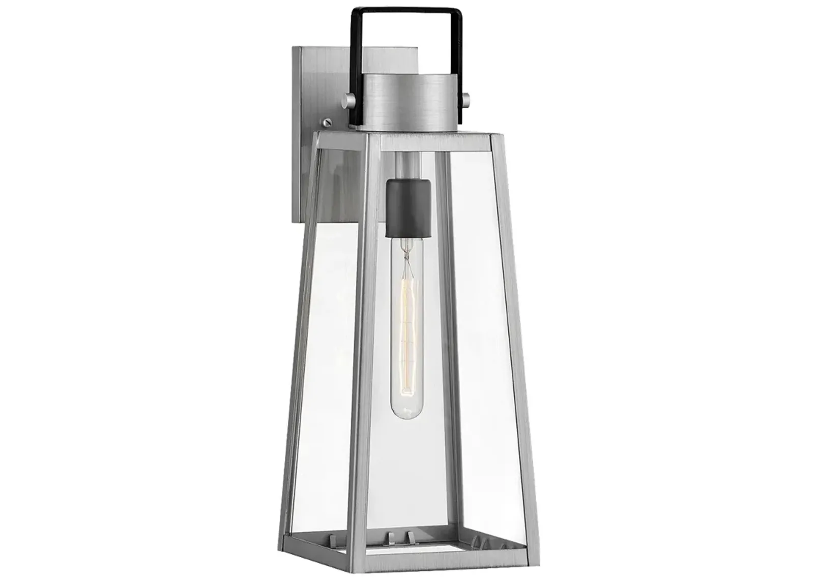 Lark-Hugh Outdoor-Medium Wall Mount Lantern-Antique Brushed Aluminum-Black