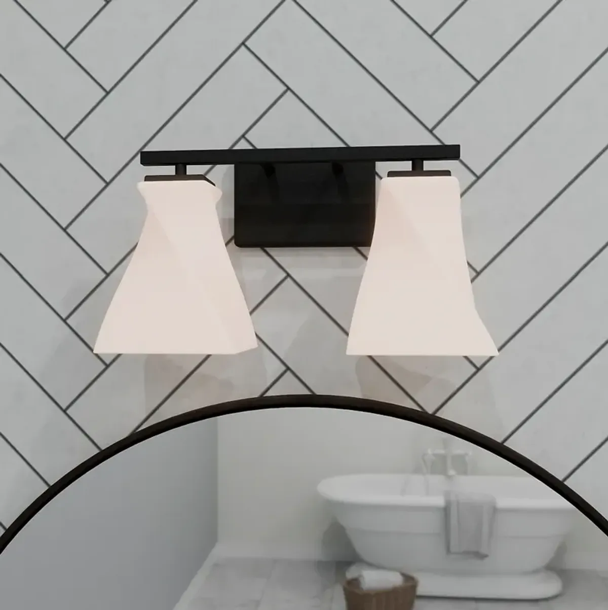 Stetson 2-Light Matte Black Bath Light